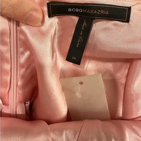Y2K BCBGMAXAZRIA PINK ICE SILK BEADED PLEATED HALTER FORMAL GOWN SIZE 6 PROM - Picture 6 of 7